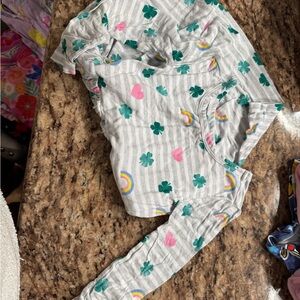 Little Sleepies Gray Dress with Green and Pink Accents